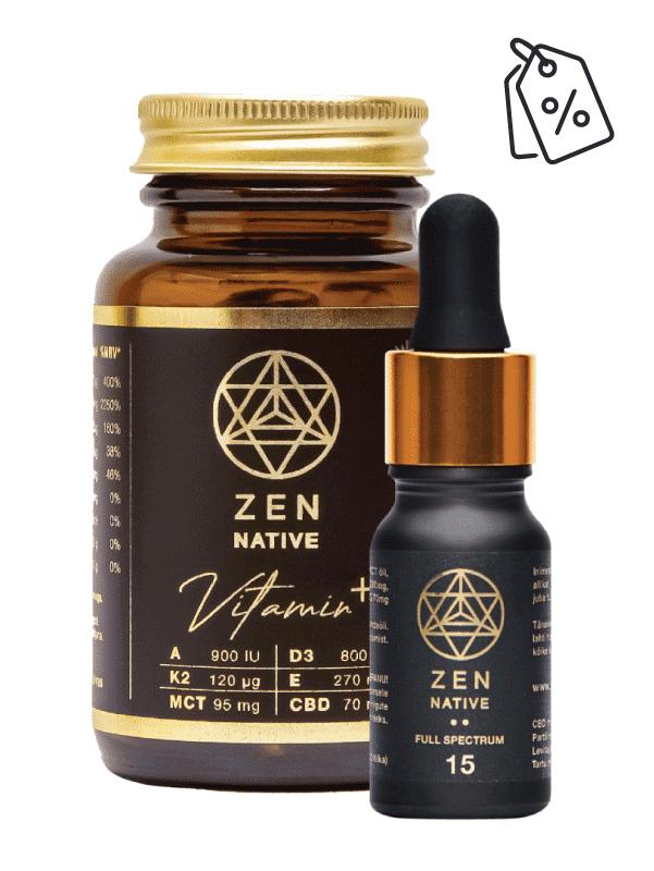 Täisspektri CBD õli 15% + CBD Vitamin+ kapslid 30tk - Zen Native